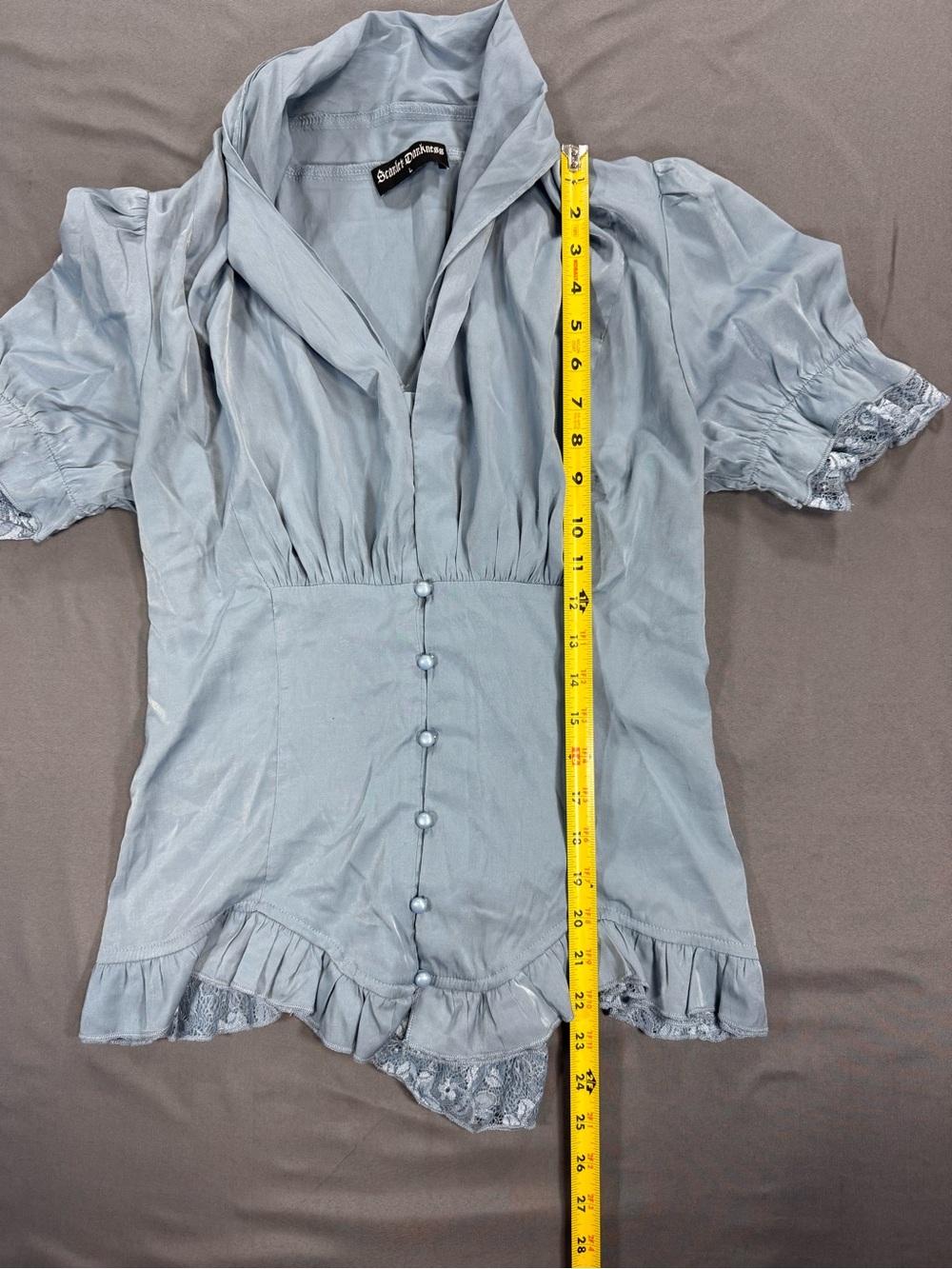 Scarlet Darkness Victorian Lace Up Blouse Light Blue Corset L - Picture 7 of 7
